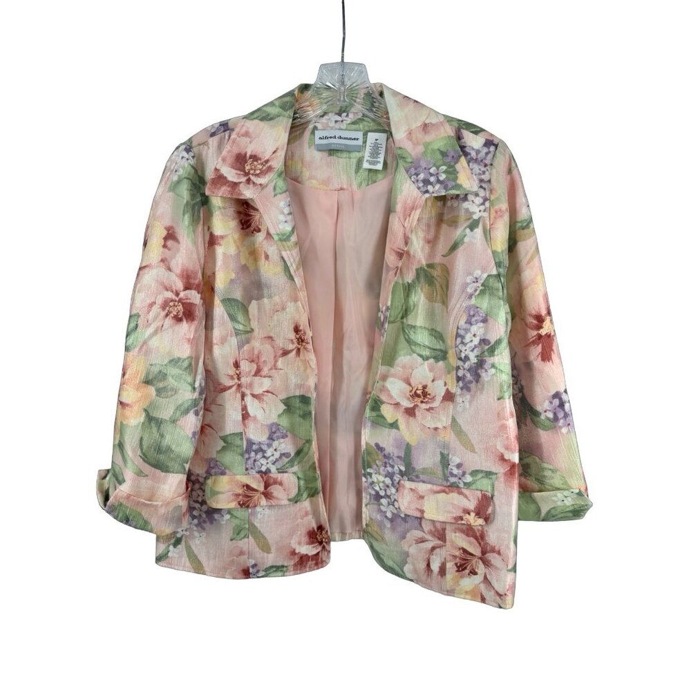 Alfred Dunner Jacket 8P Pastel Floral Spring Summer Blazer New